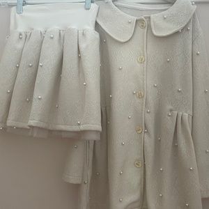 NWOT 2 piece girls formal skirt and long button down coat